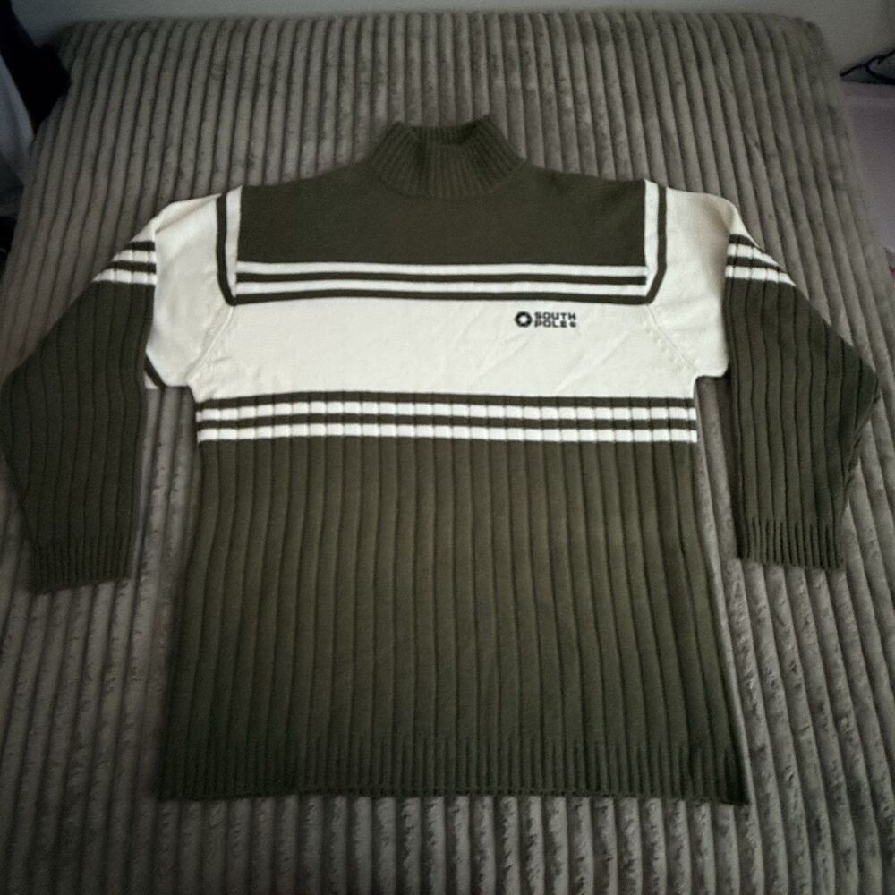 Southpole Vintage Y2K Athletic Collection Striped Mock Neck Sweater Men’s XL